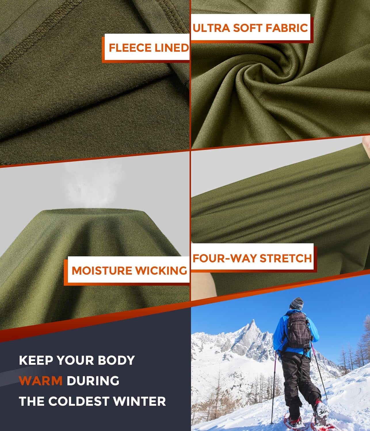 Thermal Underwear Set Winter Hunting Gear Sport Long Johns Base Layer Bottom Top Midweight