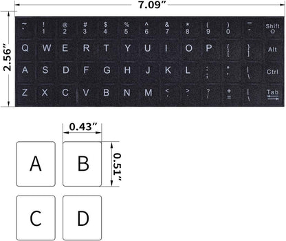 2PCS Pack Universal English Keyboard Stickers, Computer Keyboard Stickers Black Background with White Lettering for Computer Laptop Notebook Desktop (English)